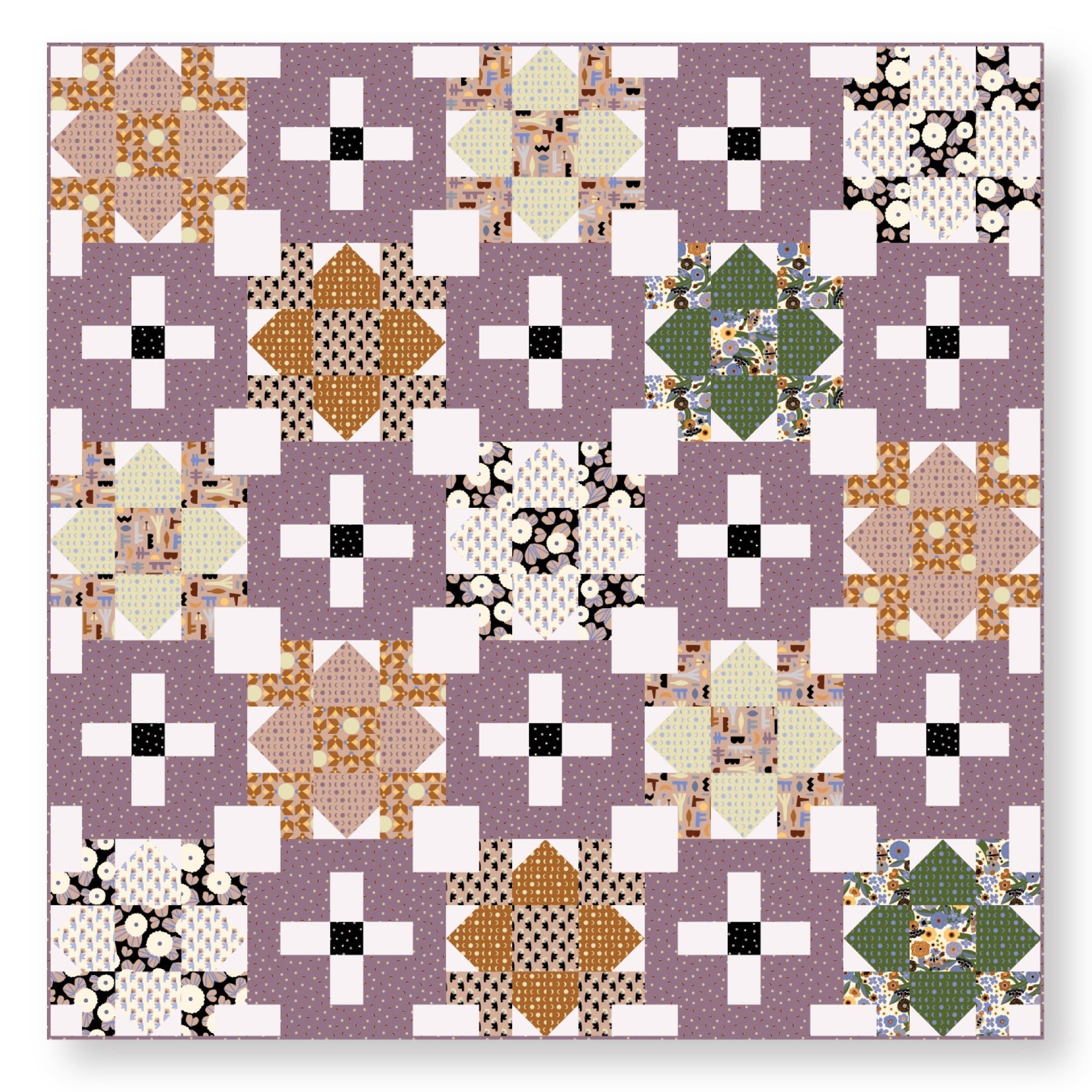 Lunar - Brown - Firefly Moon - Leah Duncan - Cloud 9 Fabrics - Poplin - Simplifi Fabric