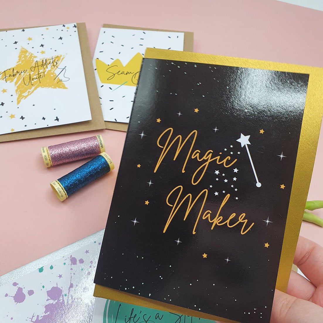 "MAGIC MAKER" Crafty Themed Greeting Card - Sew Anonymous - Simplifi Fabric