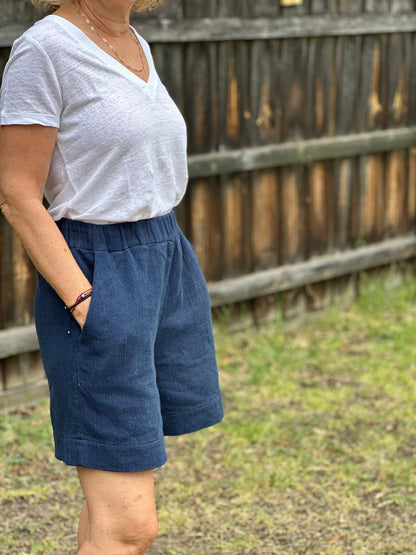 Marlo Womens High Waisted Everyday Shorts PDF Sewing Pattern - Atelier Mimito - Simplifi Fabric