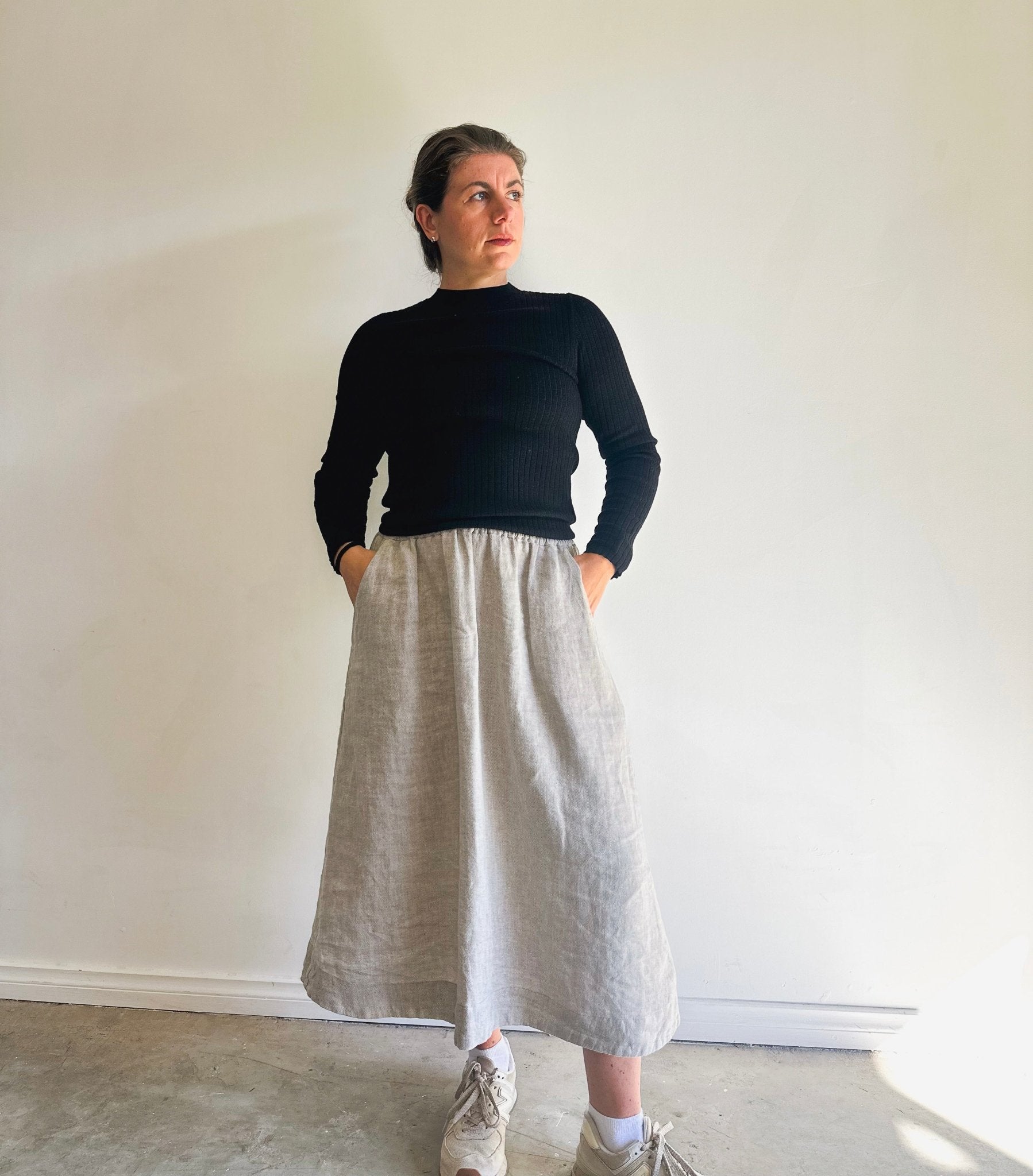 Marlo Womens High Waisted Everyday Skirt PDF Sewing Pattern - Atelier Mimito - Simplifi Fabric