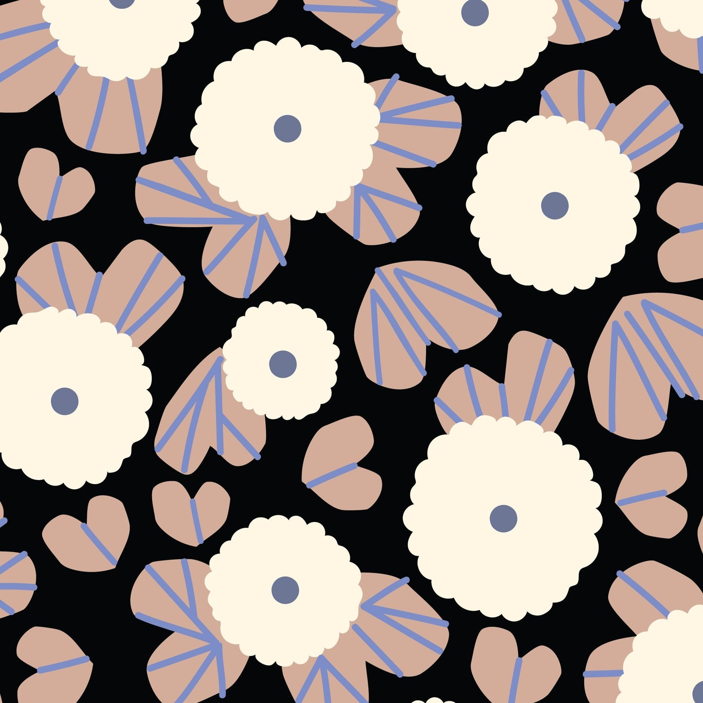 Moonflower Dusk - Black - Firefly Moon - Leah Duncan - Cloud 9 Fabrics - Poplin - Simplifi Fabric