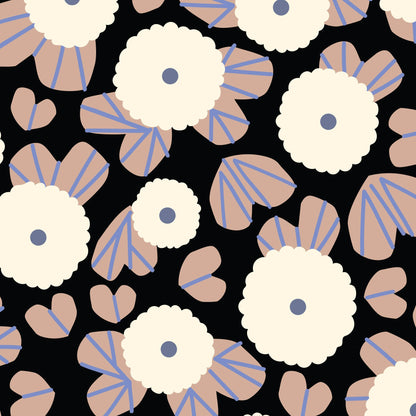 Moonflower Dusk - Black - Firefly Moon - Leah Duncan - Cloud 9 Fabrics - Poplin - Simplifi Fabric