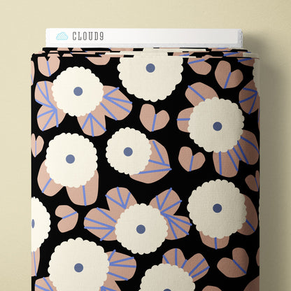 Moonflower Dusk - Black - Firefly Moon - Leah Duncan - Cloud 9 Fabrics - Poplin - Simplifi Fabric