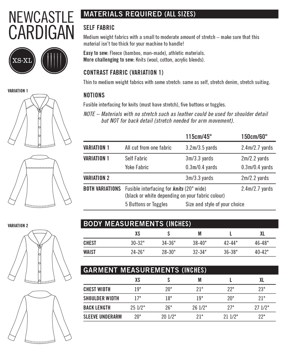 Newcastle Cardigan Mens PDF Sewing Pattern - Thread Theory - Simplifi Fabric