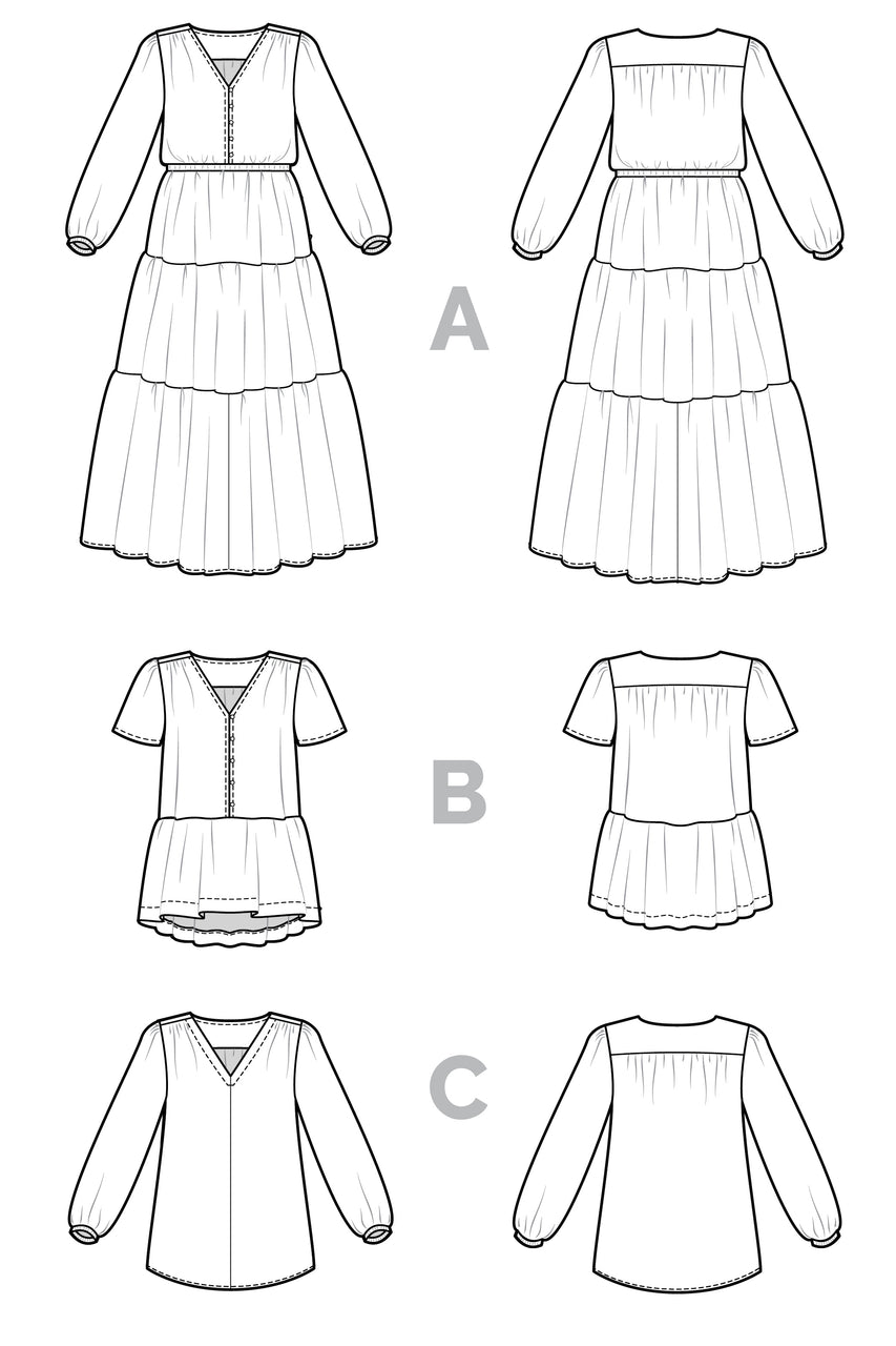 Nicks Dress + Blouse Pattern (0 - 20) - Closet Core Patterns - Simplifi Fabric