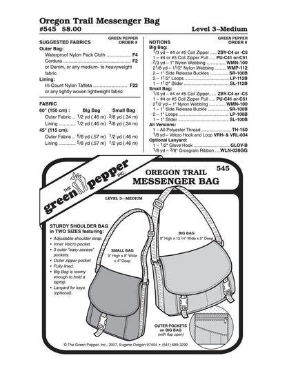 Oregon Trail Messenger Bag Pattern - 545 - The Green Pepper Patterns - Simplifi Fabric