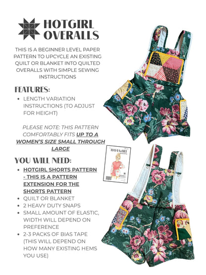 Overalls (Extension) - Paper Pattern - Hot Girl Quilting - Simplifi Fabric