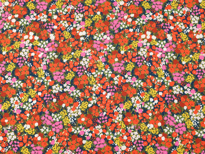 Paintbox Floral Viscose Linen - Red & Pink - Deadstock - Fabric Godmother - Simplifi Fabric