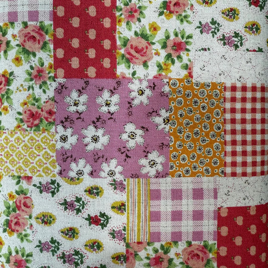 Patchwork Cotton-Linen Canvas - Japanese Import - Pink Tones