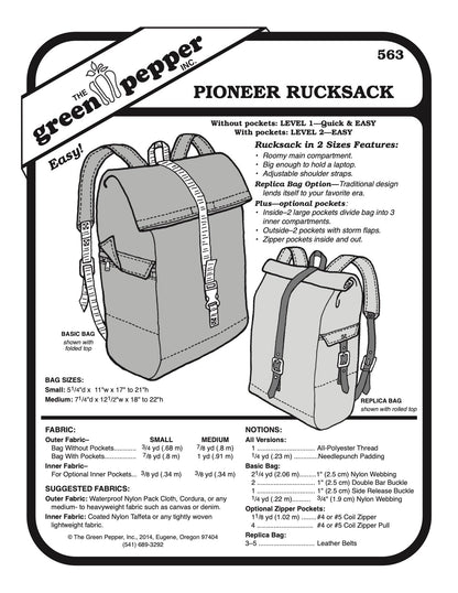 Pioneer Rucksack Pattern - 563 - The Green Pepper Patterns - Simplifi Fabric