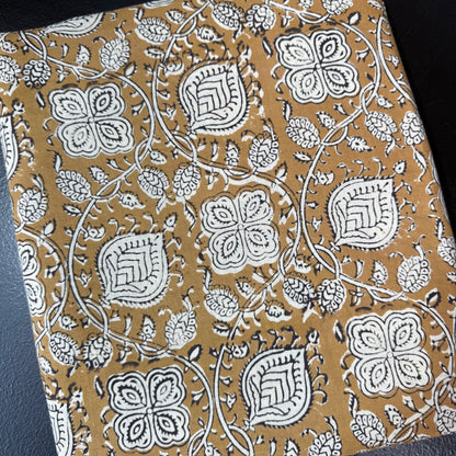 Petal Path Ochre  - Bagru Indian Cotton Block Print