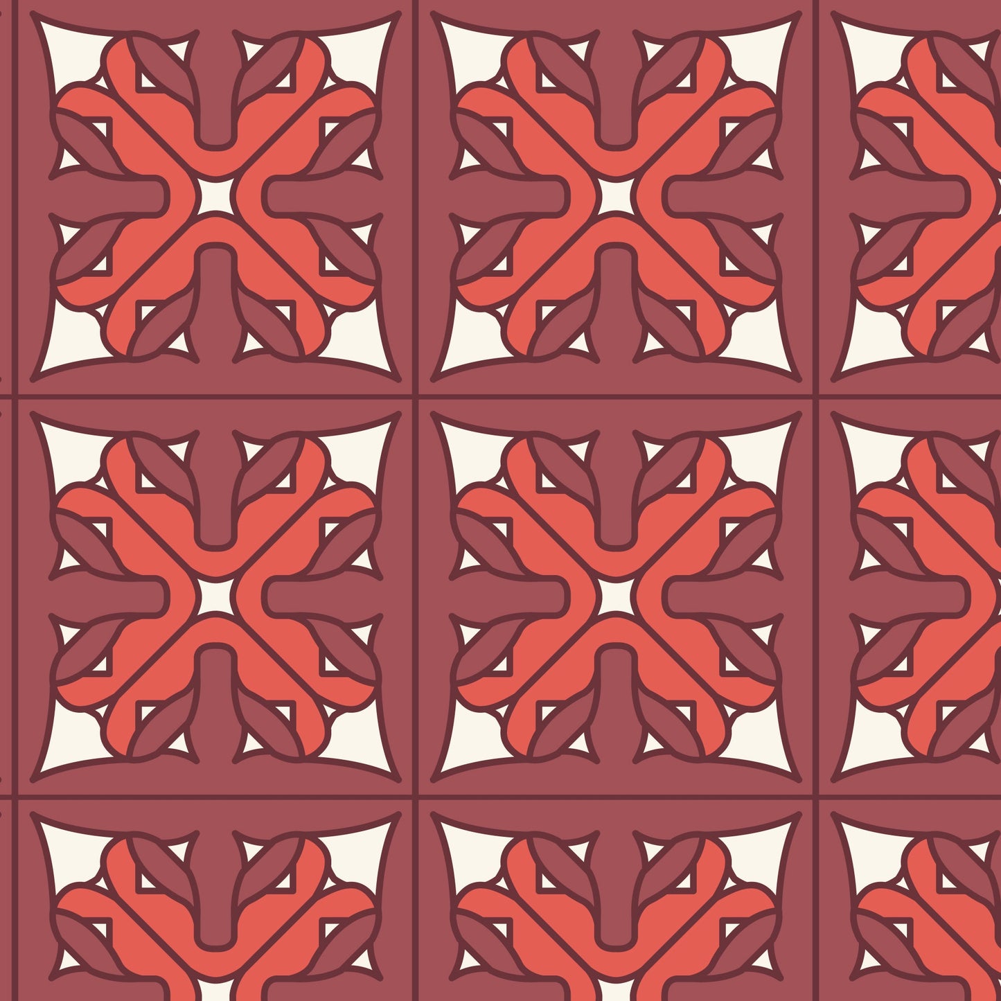 Prism 27985 - Red - Wright Prisms - Frank Lloyd Wright - Cloud 9 Fabrics - Barkcloth - Simplifi Fabric