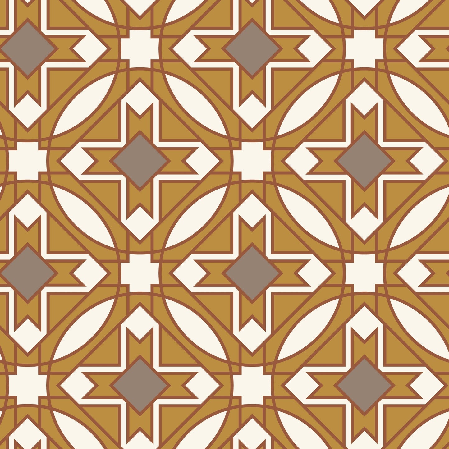 Prism 27989 - Mustard/Brown - Wright Prisms - Frank Lloyd Wright - Cloud 9 Fabrics - Barkcloth - Simplifi Fabric