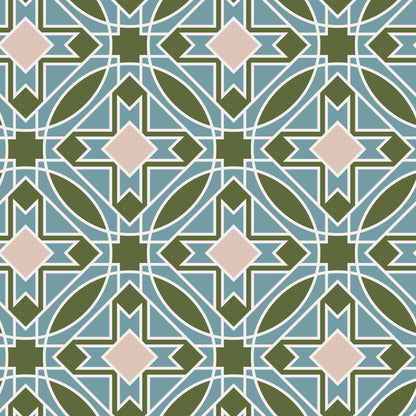 Prism 27989 - Olive/Blue - Wright Prisms - Frank Lloyd Wright - Cloud 9 Fabrics - Barkcloth - Simplifi Fabric