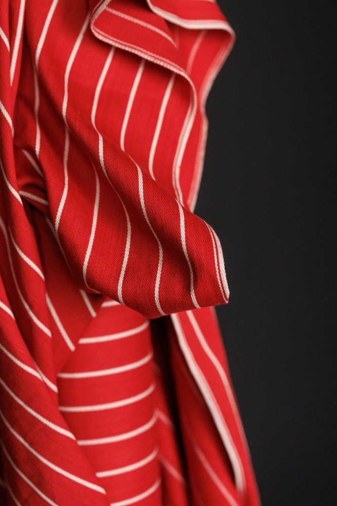 Red Stripe Handloom Twill Indian Cotton - Merchant & Mills - Simplifi Fabric