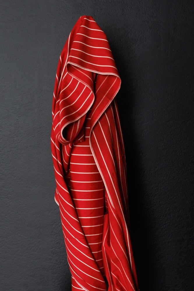 Red Stripe Handloom Twill Indian Cotton - Merchant & Mills - Simplifi Fabric