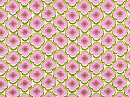 Retro Floral Viscose Lawn - Pink - Deadstock - Fabric Godmother - Simplifi Fabric