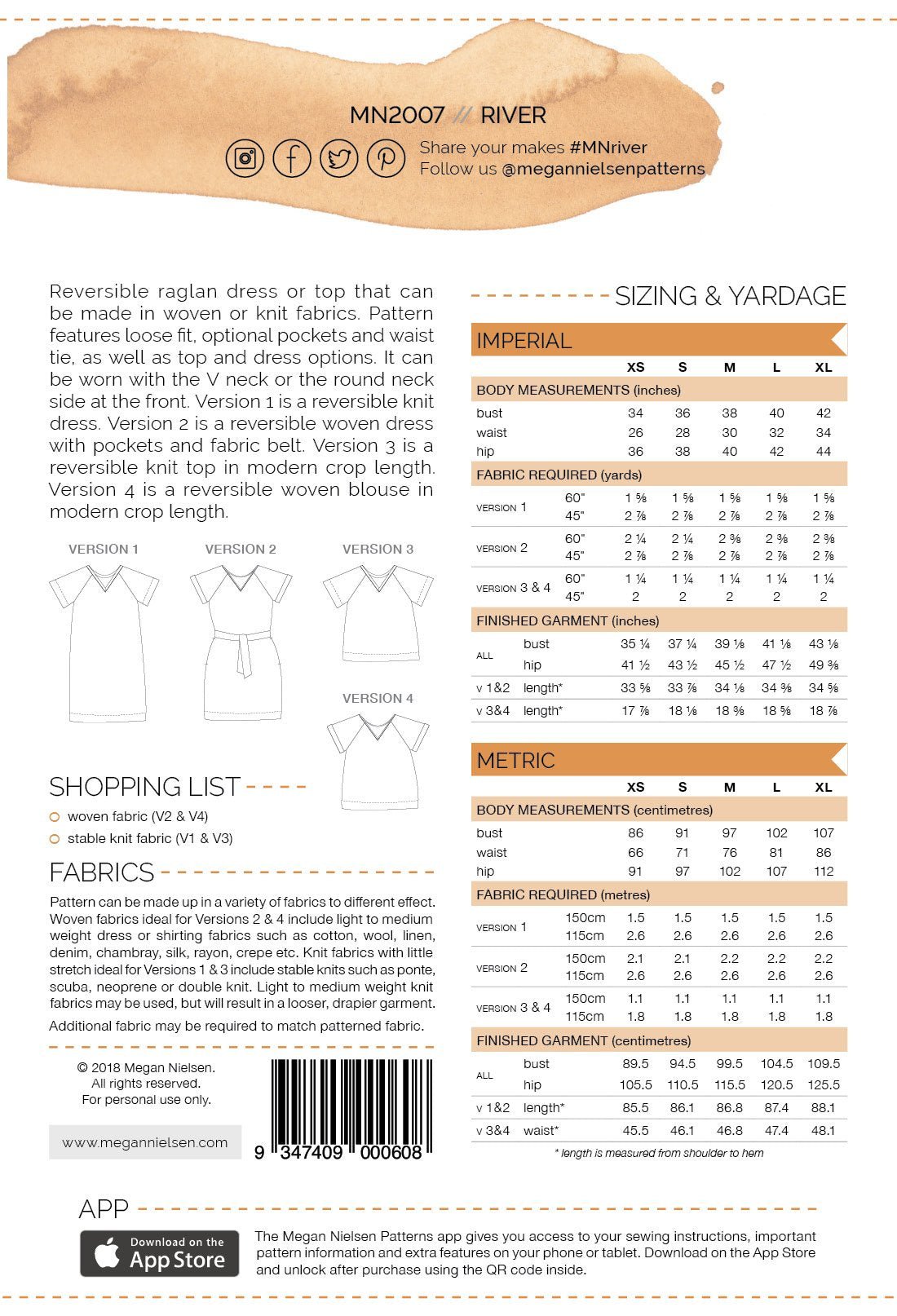 River Dress & Top - Megan Nielsen Patterns - Sewing Pattern - Simplifi Fabric