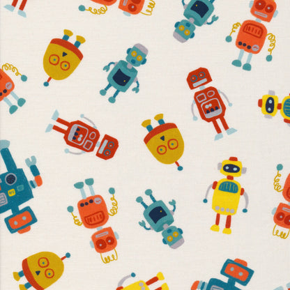 Robots White - High Gear - MK Surface - Cloud 9 Fabrics - Poplin - Simplifi Fabric