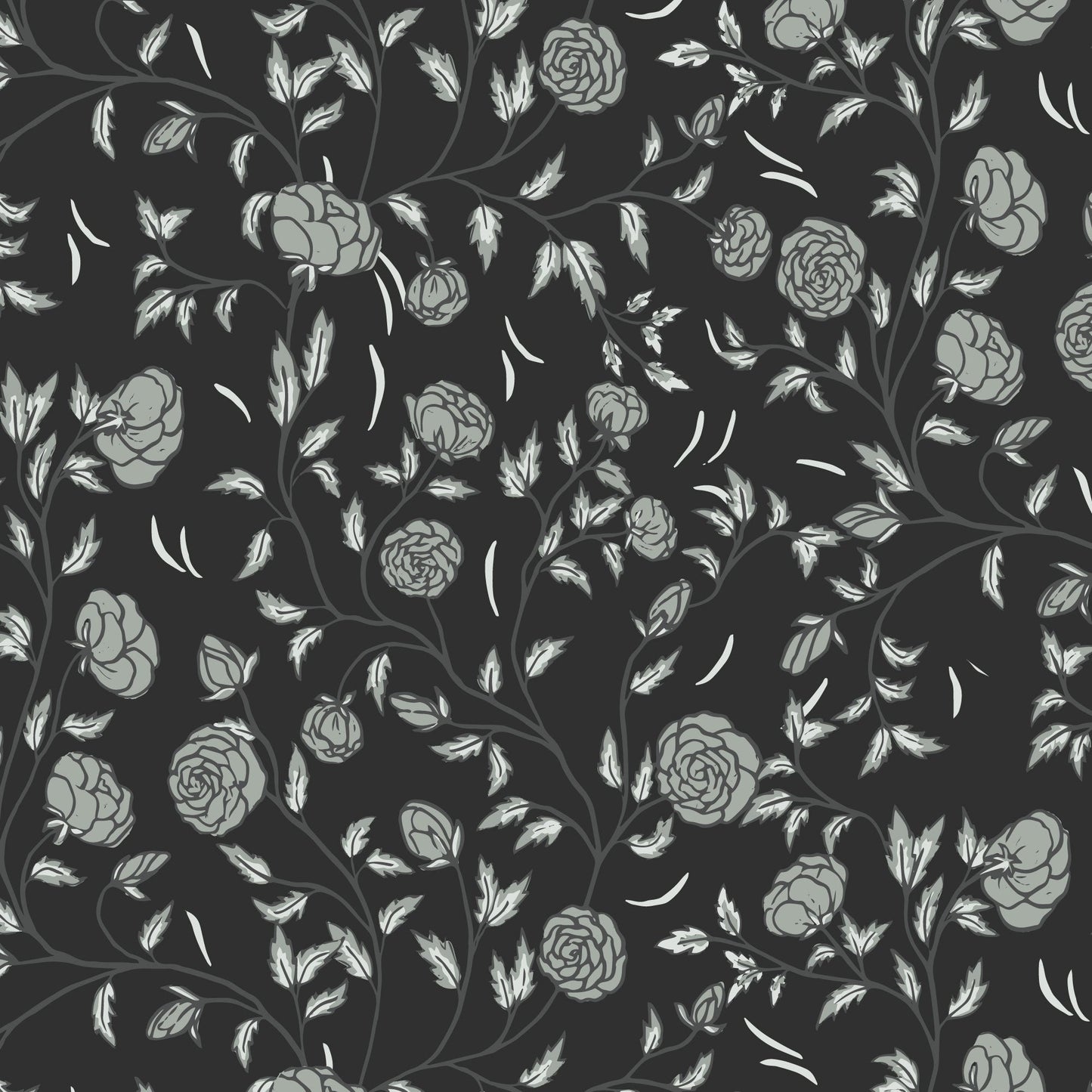 Rose Bramble - Ebony - Twilight Reverie - Lisee Ree Designs - Cloud 9 Fabrics - Poplin - Simplifi Fabric