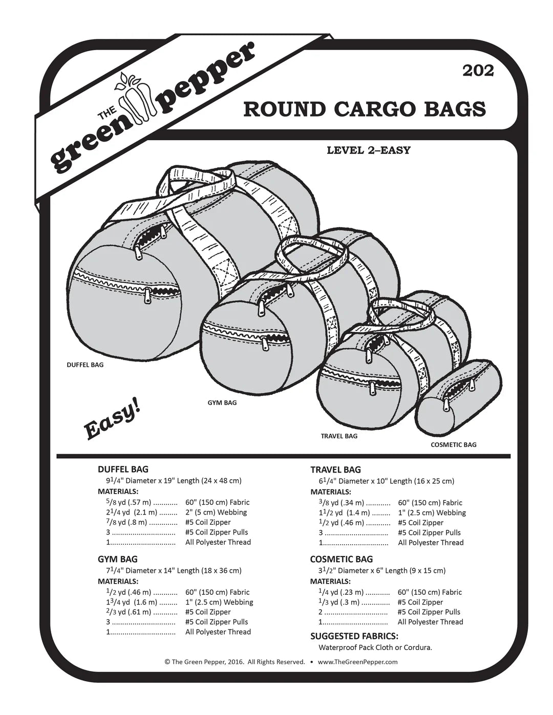 Round Cargo Bags PDF Pattern - 202 - The Green Pepper Patterns - Simplifi Fabric