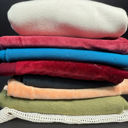 SALE BOX 1811J by Sale Box featuring a variety of quality fabrics including velours and fleece in vibrant colors.