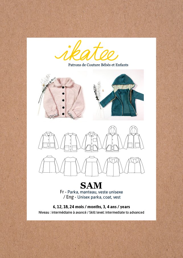 Sam Parka & Jacket Sewing Pattern - Baby Unisex 6m - 4Y - Ikatee - Simplifi Fabric