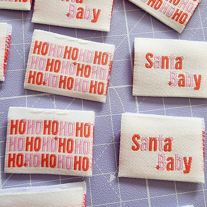 "SANTA BABY - Christmas Edition" Woven Label Pack - Sew Anonymous - Simplifi Fabric