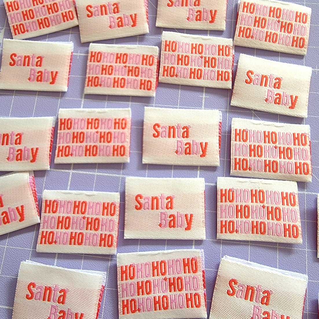 "SANTA BABY - Christmas Edition" Woven Label Pack - Sew Anonymous - Simplifi Fabric