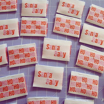 "SANTA BABY - Christmas Edition" Woven Label Pack - Sew Anonymous - Simplifi Fabric