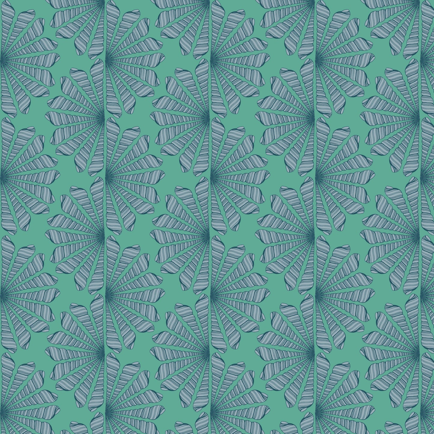 Shell Fan - Green / Blue - Seashell Serenade - Jayme Murray - Cloud 9 Fabrics - Poplin - Simplifi Fabric