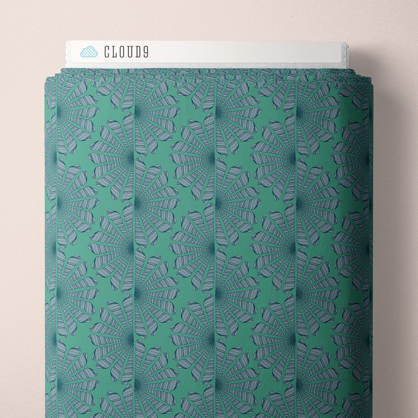 Shell Fan - Green / Blue - Seashell Serenade - Jayme Murray - Cloud 9 Fabrics - Poplin - Simplifi Fabric