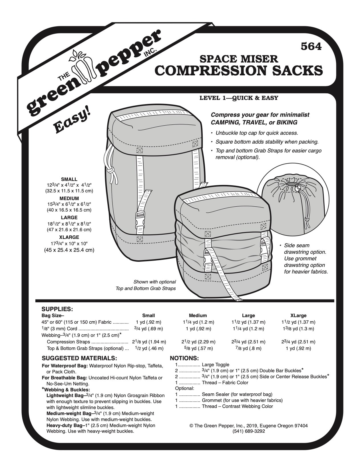 Space Miser Compression Sacks - 564 - The Green Pepper Patterns - Simplifi Fabric