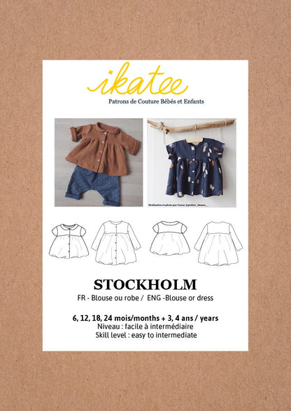 Stockholm Blouse & Dress Sewing Pattern - Baby Girl 6M/4Y - Ikatee - Simplifi Fabric