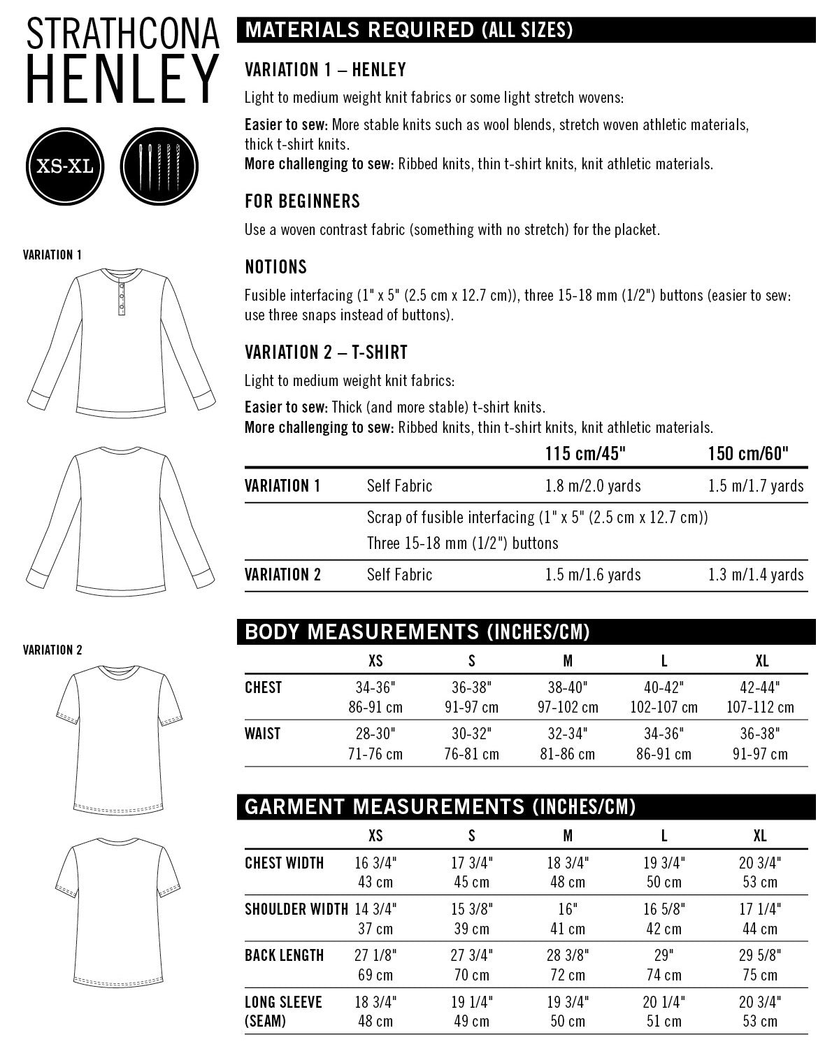Strathcona Henley Mens PDF Sewing Pattern - Thread Theory - Simplifi Fabric