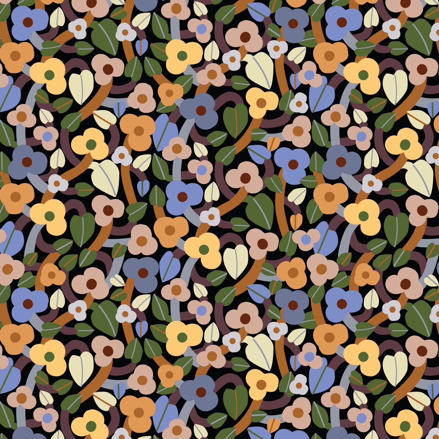 Summer Bramble - Black/Multi - Firefly Moon - Leah Duncan - Cloud 9 Fabrics - Poplin - Simplifi Fabric