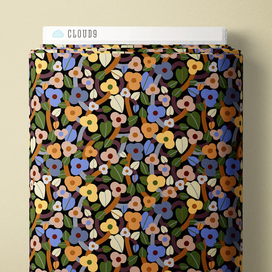 Summer Bramble - Black/Multi - Firefly Moon - Leah Duncan - Cloud 9 Fabrics - Poplin - Simplifi Fabric