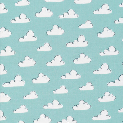 Summer Sky - Teal - Dog Days Of Summer - Krissy Mast - Cloud 9 Fabrics - Poplin - Simplifi Fabric