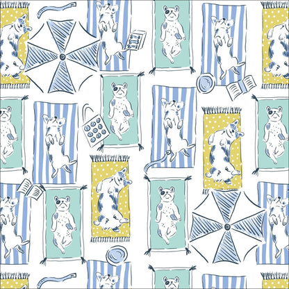 Sunbathing Pups - Dog Days Of Summer - Krissy Mast - Cloud 9 Fabrics - Poplin - Simplifi Fabric