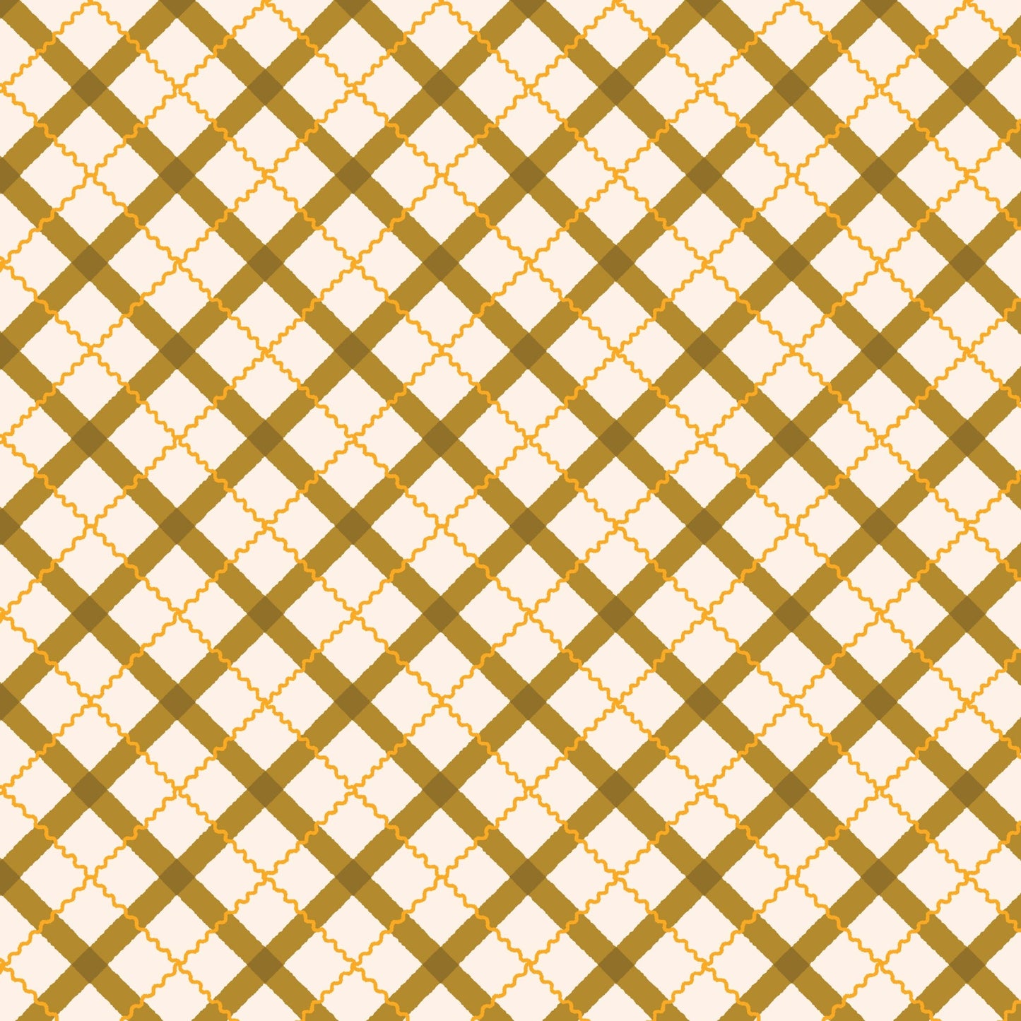 Tartan - Mustard - Retro Meadow - Sophie Rowe - Cloud 9 Fabrics - Poplin - Simplifi Fabric