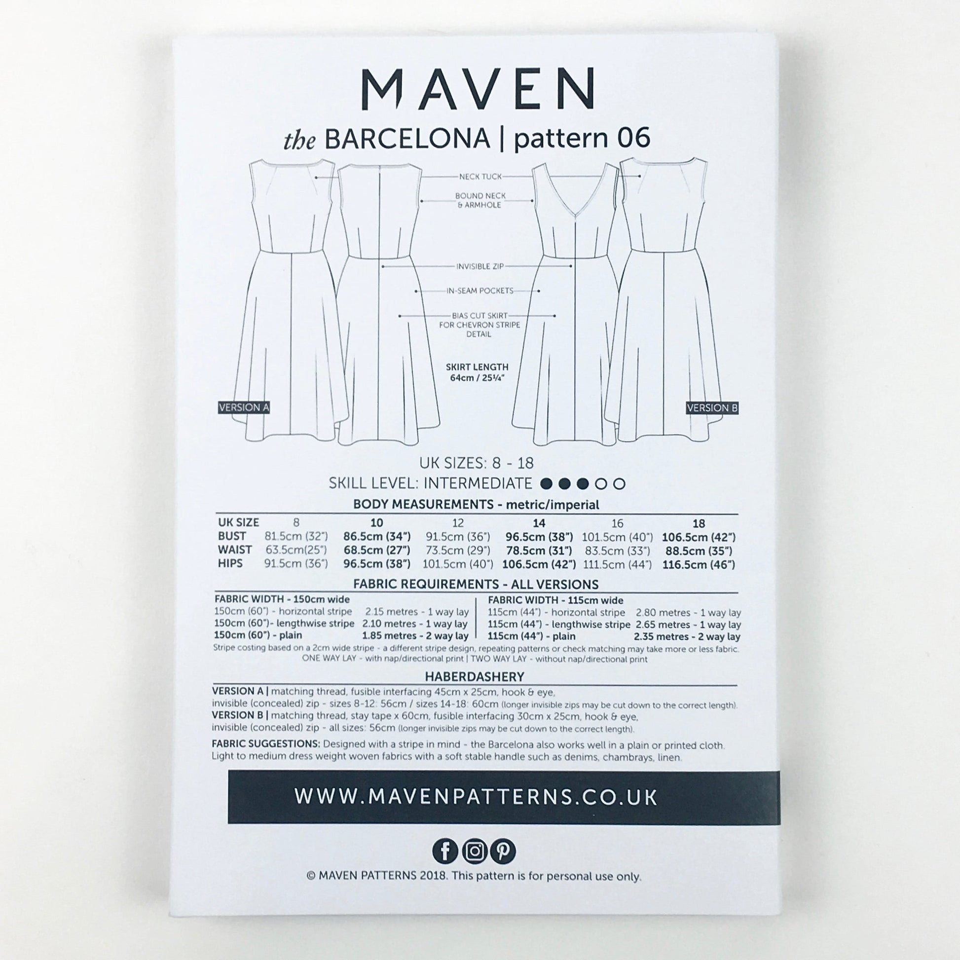 The Barcelona Dress Paper Sewing Pattern - Maven Sewing Patterns - Simplifi Fabric