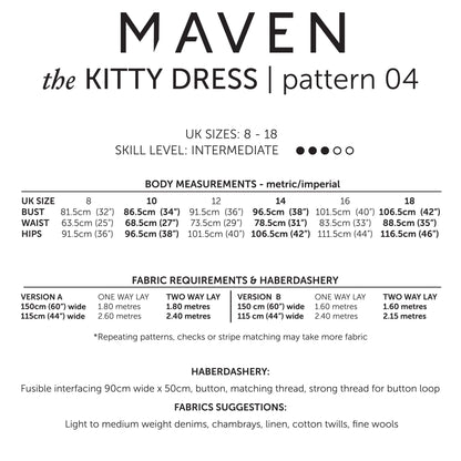The Kitty Dress Paper Sewing Pattern - Maven Sewing Patterns - Simplifi Fabric