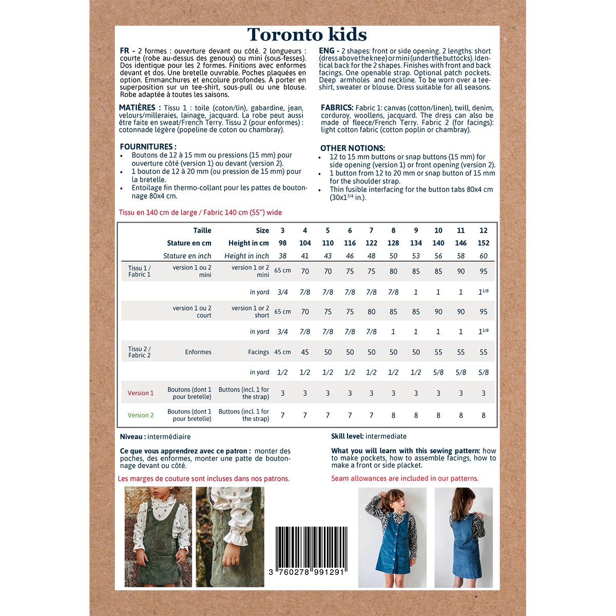 Toronto Dress Sewing Pattern - Kids 3/12Y - Ikatee - Simplifi Fabric