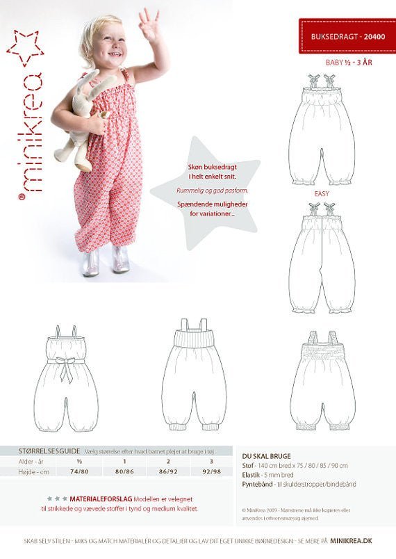 Trouser Suit / Playsuit - Minikrea - Pattern - 6mo - 3yrs - Simplifi Fabric