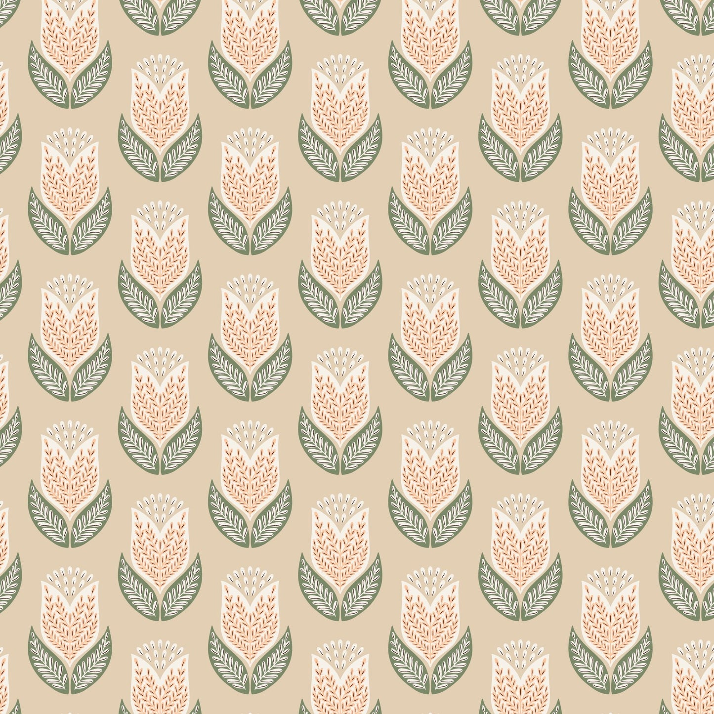 Tulips - Tan - Honey Garden - Juliana Tipton - Cloud 9 Fabrics - Poplin - Simplifi Fabric