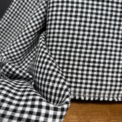 Washed Linen Cotton Check - Black/White