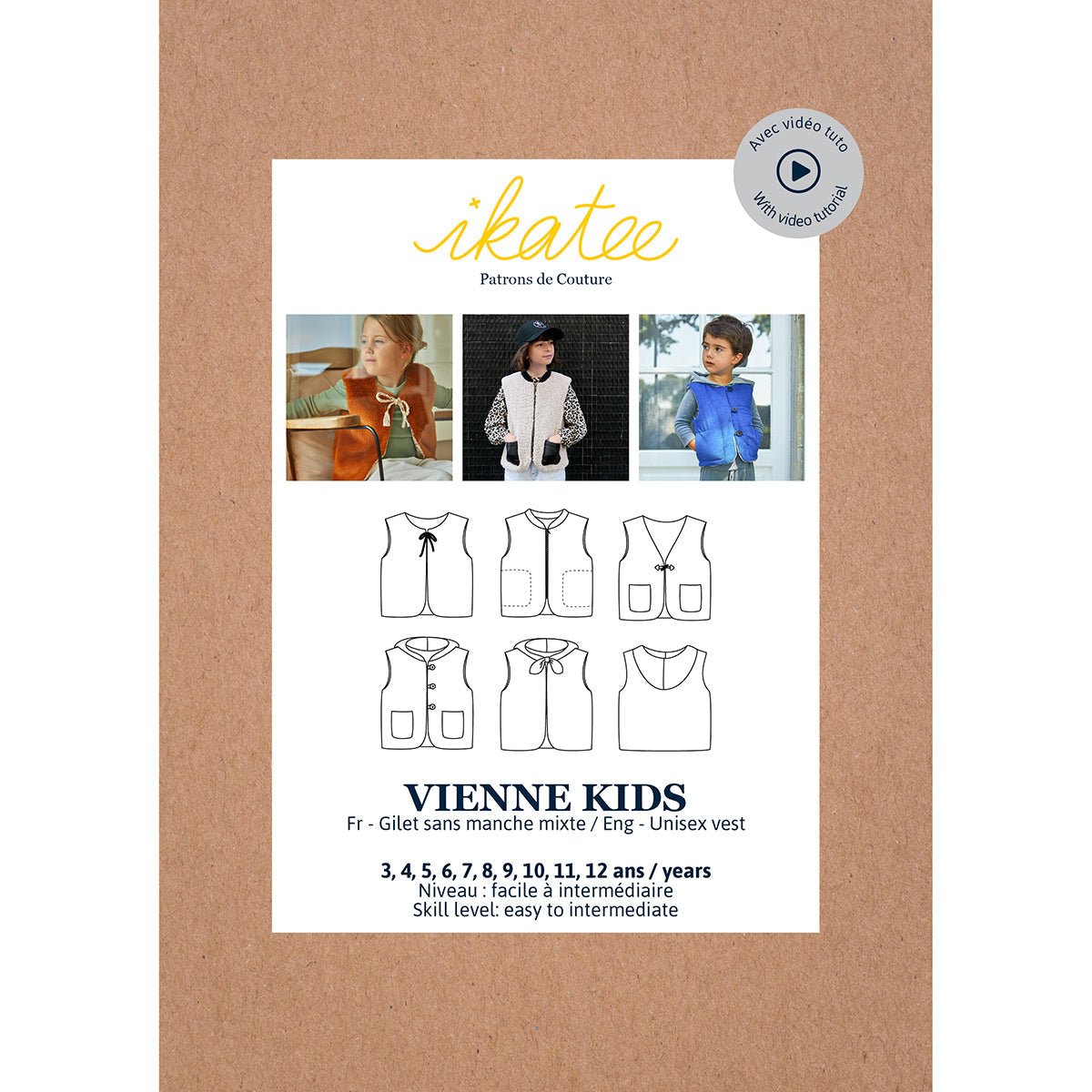 Vienne Vest Sewing Pattern - Kids 3/12Y - Ikatee - Simplifi Fabric