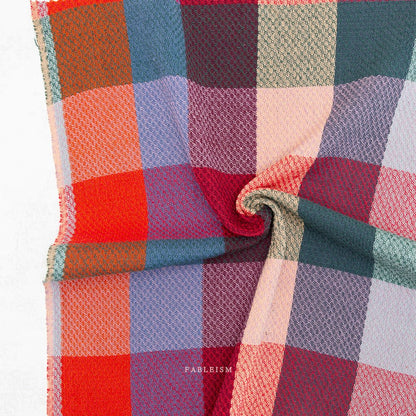 Waffle Happy Checkers - Sangria - Fine & Dandy - Fableism Supply Co. - Simplifi Fabric
