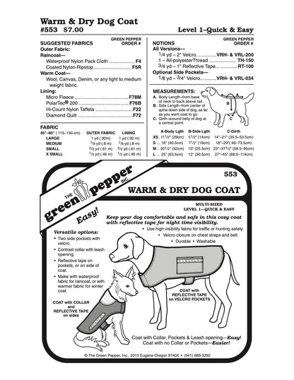 Warm & Dry Dog Coat PDF Pattern - 553 - The Green Pepper Patterns - Simplifi Fabric