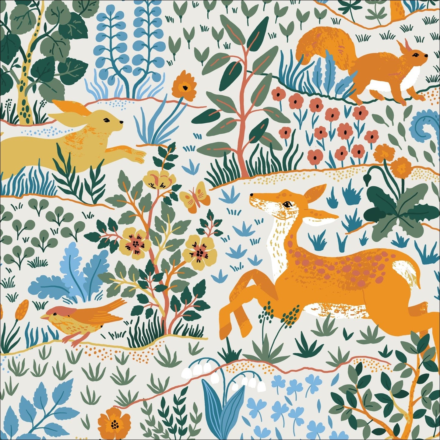 Wild Animals - Light - Baltic Woodland - Maria Galybina - Cloud 9 Fabrics - Poplin - Simplifi Fabric